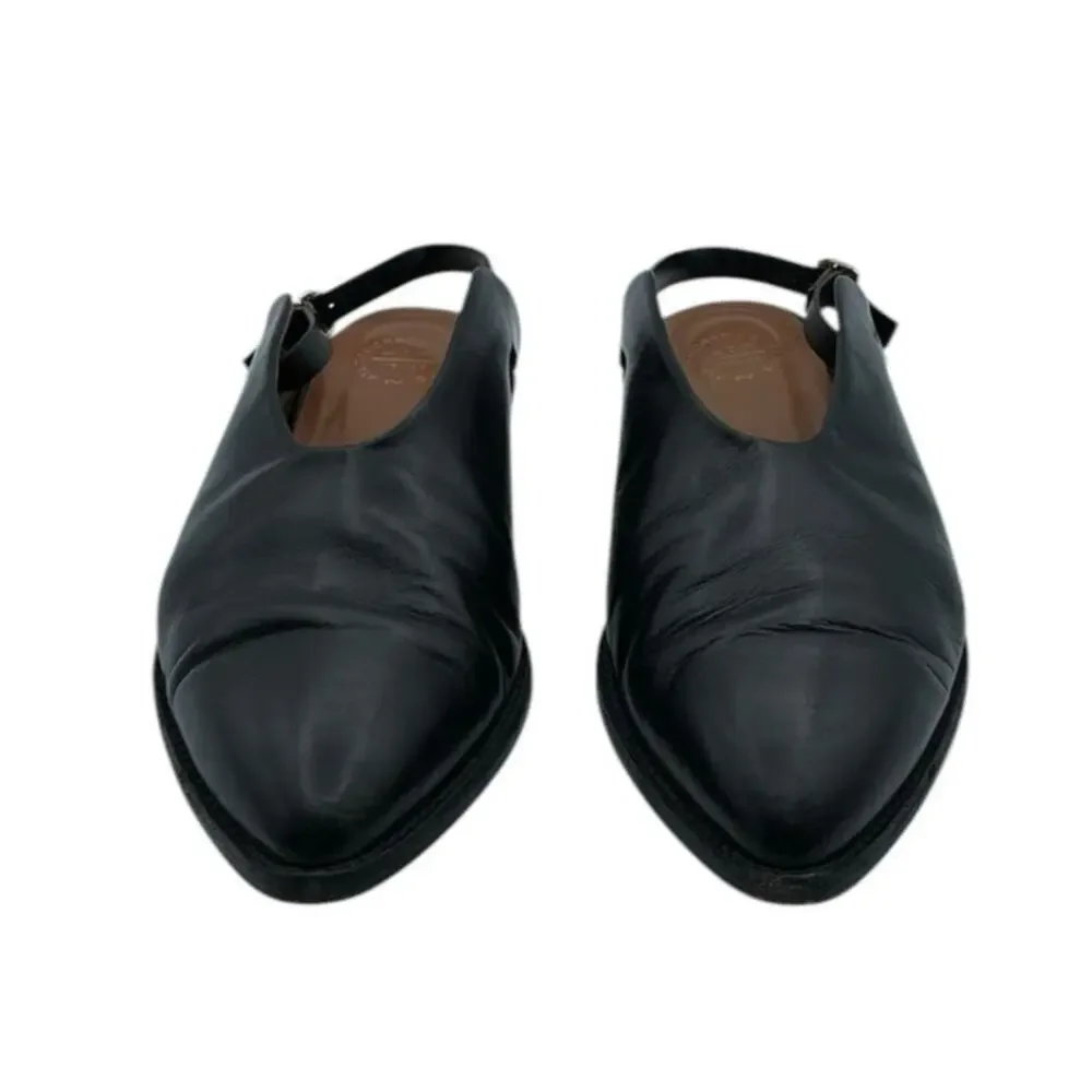 ATP Atelier Aila Slingback Flats‎ Pointed Toe Leather Black Size EU 40 US 10